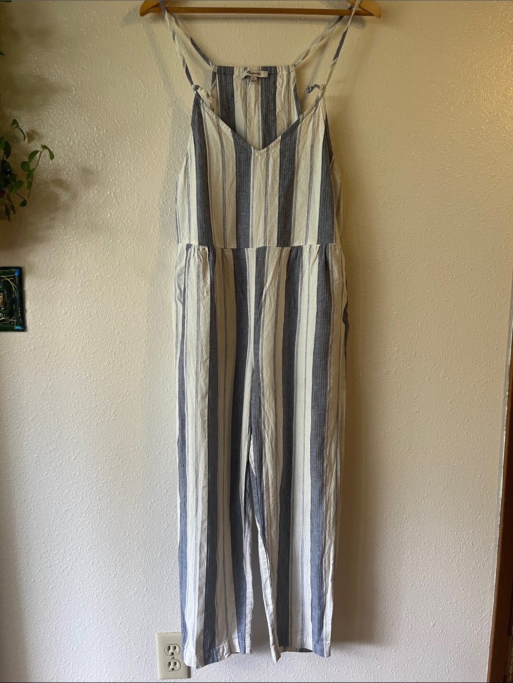 Madewell Linen & Cotton Blue Loose Striped Jumper XS